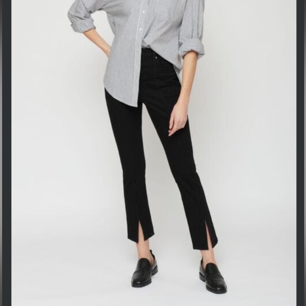 Front Slit Ultra High Waist Black Jeans